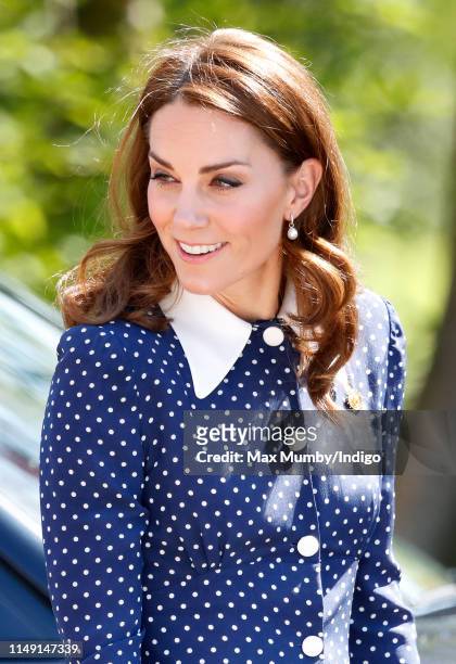 Catherine, Duchess of Cambridge visits the 'D-Day: Interception, Intelligence, Invasion' exhibition at Bletchley Park on May 14, 2019 in Bletchley,...