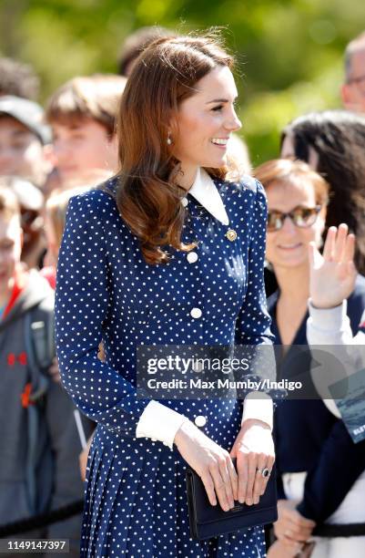 Catherine, Duchess of Cambridge visits the 'D-Day: Interception, Intelligence, Invasion' exhibition at Bletchley Park on May 14, 2019 in Bletchley,...