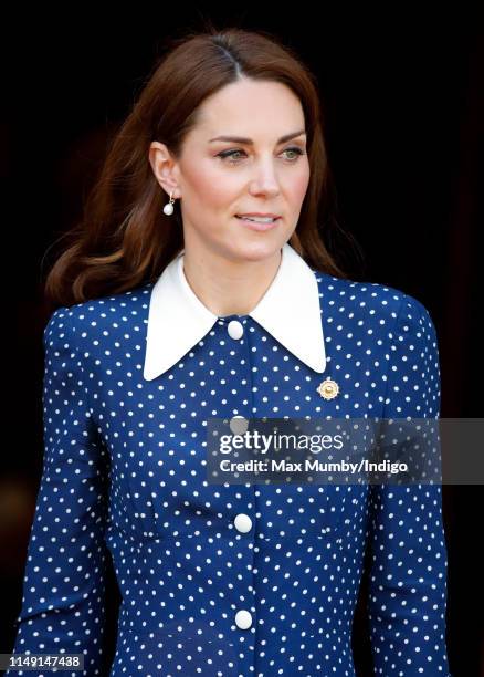 Catherine, Duchess of Cambridge visits the 'D-Day: Interception, Intelligence, Invasion' exhibition at Bletchley Park on May 14, 2019 in Bletchley,...