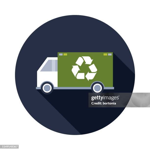 recyclables truck icon - rubbish van stock illustrations