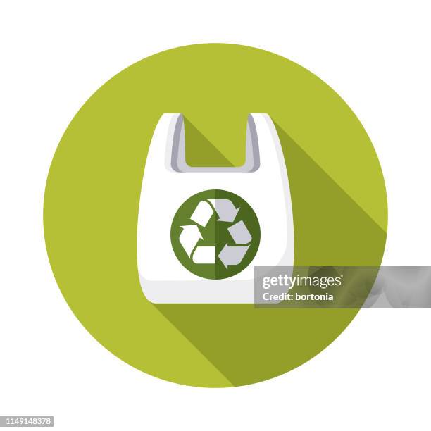 plastic shopping bag recyclables icon - plastic bag stock illustrations