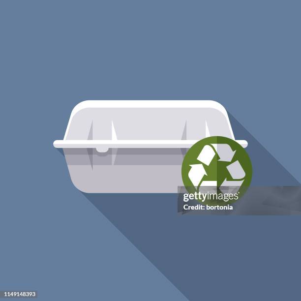 stockillustraties, clipart, cartoons en iconen met piepschuim takout container recyclables icon - styrofoam