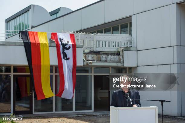 Volker Staab, architect, speaks to those present during a ceremony to mark the ground-breaking ceremony and the start of construction of the new...