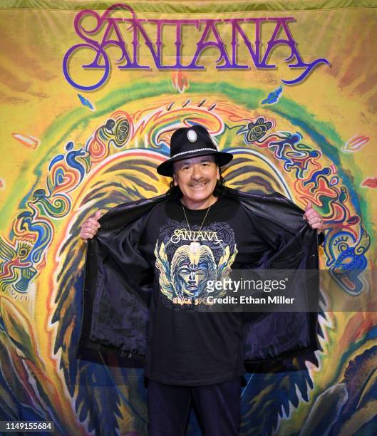 Recording artist Carlos Santana poses during a listening event for his upcoming album "Africa Speaks" featuring singer Buika at the House of Blues...