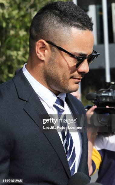 Former NRL player Jarryd Hayne appears at Newcastle Court ahead of alleged sexual assault case on May 15, 2019 in Newcastle Australia.