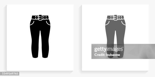 pants black and white square icon - light denim stock illustrations