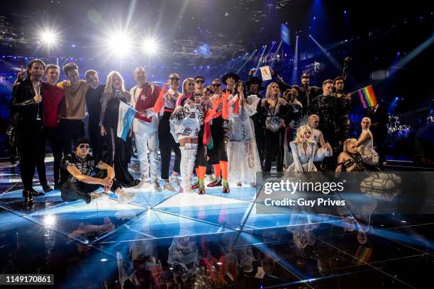 Eurovision finalists Victor Crone, Lake Malawi, Nevena Bozovic , Serhat, ZENA, Kate Miller-Heidke and Tamta during the 64th annual Eurovision Song...
