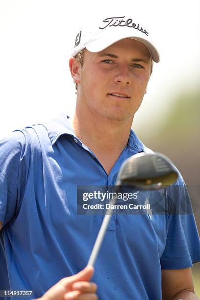 Jordan Spieth walks from the tee tee during the third round of the HP Byron Nelson Championship at TPC Four Seasons at Las Colinas on May 28, 2011 in...