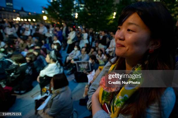 Protesters, about 150, gather at the rally called 'Flower Demo' to criticize recent acquittals in court cases of alleged rape in Japan and call for...