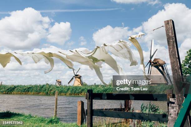 windmills at kinderdijk, netherlands - kinderdijk stock pictures, royalty-free photos & images