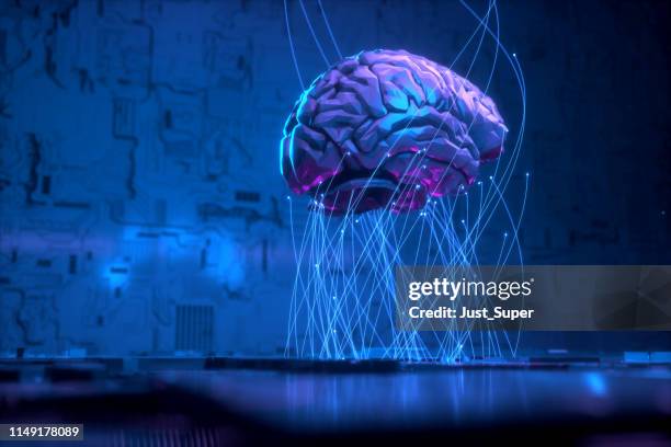 artificial intelligence technology - brain graphics imagens e fotografias de stock