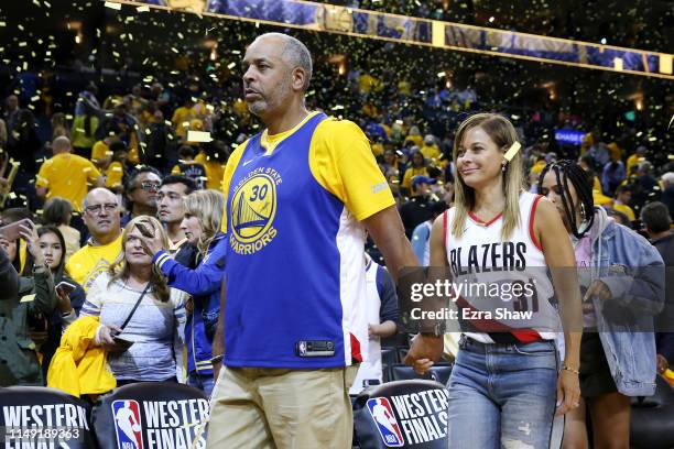 Dell Curry and Sonya Curry, parents of Stephen Curry of the Golden State Warriors , and Seth Curry of the Portland Trail Blazers , attend game one of...