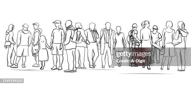 all kinds of people - people sketch stock illustrations