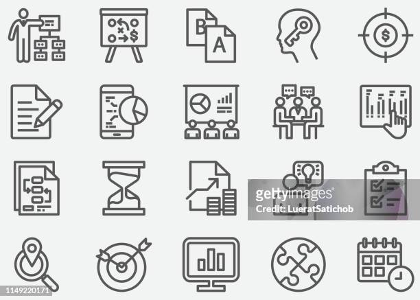stockillustraties, clipart, cartoons en iconen met pictogrammen voor business planing line - ledger
