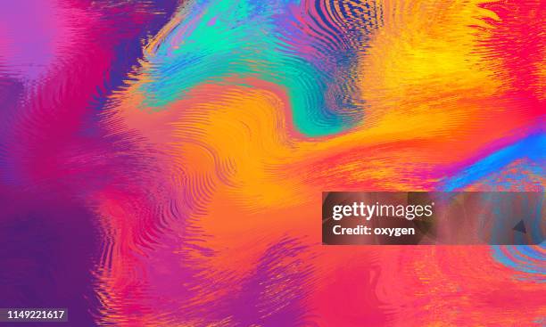 fluid flow abstract vibrant rainbow background - leuchtende farbe stock-fotos und bilder