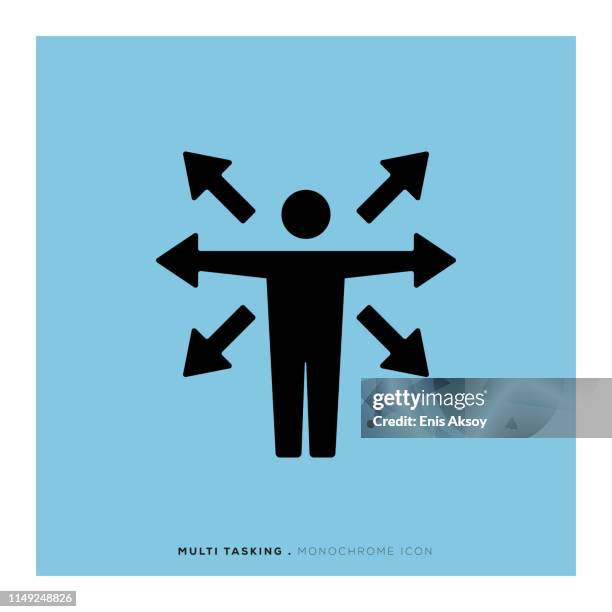 multi tasking monochrome icon - multitasking stock-grafiken, -clipart, -cartoons und -symbole