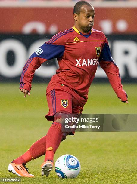 Midfielder Andy Williams of Real Salt Lake during a MLS soccer game against the Seattle Sounders FC on May 28, 2011 at Rio Tinto Stadium in Sandy,...