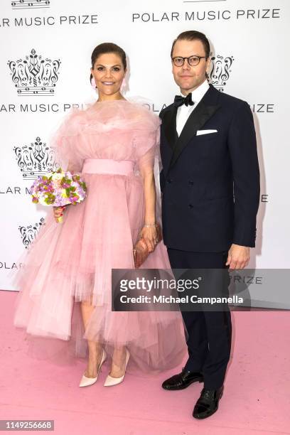 Crown Princess Victoria of Sweden and Prince Daniel of Sweden pose on the red carpet during the 2019 Polar Music Prize award ceremony on June 11,...