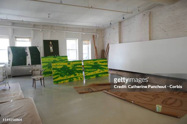 View of Alex Katz's work in progress in his Studio on September 16, 2016 in New York, United States.