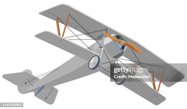 biplane isometric - 1930 1939 aviator stock illustrations