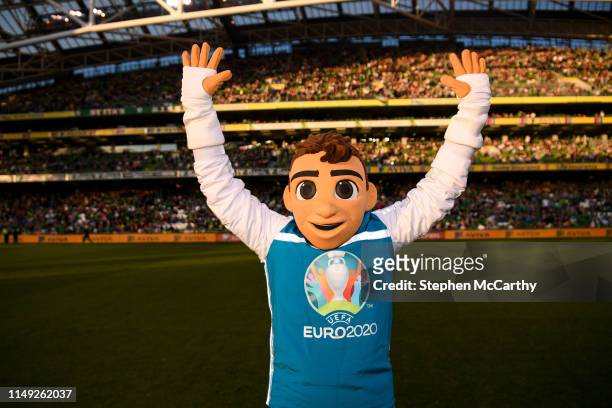 Dublin , Ireland - 10 June 2019; UEFA EURO2020 mascot Skillzy during the UEFA EURO2020 Qualifier Group D match between Republic of Ireland and...