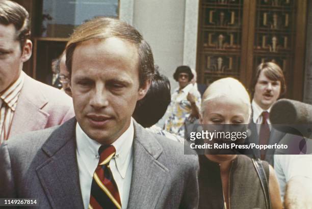 American attorney John Dean, former White House Counsel, pictured with his wife Maureen Kane as he arrives to deliver his testimony before the Senate...