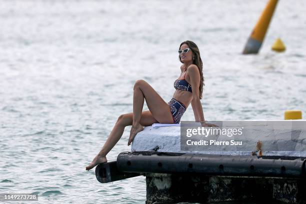 Izabel Goulart is seen at the Martinez hotel beach during the 72nd annual Cannes Film Festival at on May 15, 2019 in Cannes, France.