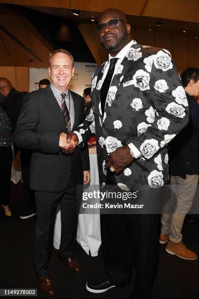 Bob Greenblatt, Chairman, WarnerMedia Entertainment and Direct-to-Consumer and Shaquille O'Neal of Inside The NBA on TNT pose in the WarnerMedia...