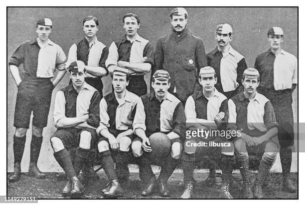 antique photo: football soccer team, oxford university - professional soccer team stock illustrations