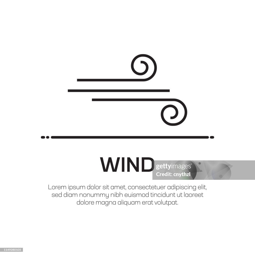 Icona della linea vettoriale del vento - Icona semplice linea sottile, elemento di design di qualità premium