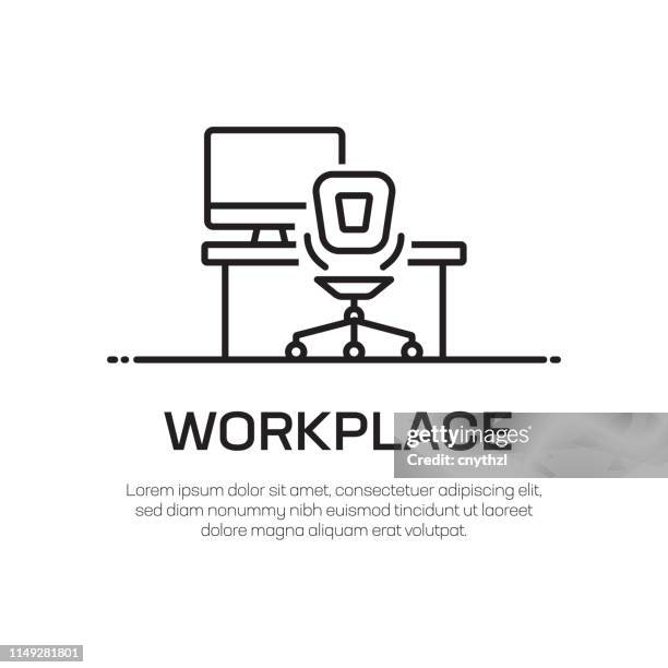 ilustraciones, imágenes clip art, dibujos animados e iconos de stock de icono de línea vectorial de workplace: icono de línea delgada simple, elemento de diseño de calidad premium - büro