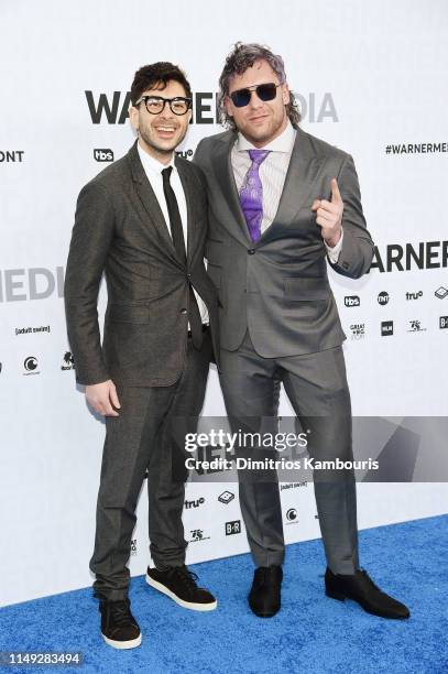 Tony Khan and Kenny Omega of TNT’s All Elite Wrestling attends the WarnerMedia Upfront 2019 arrivals on the red carpet at The Theater at Madison...