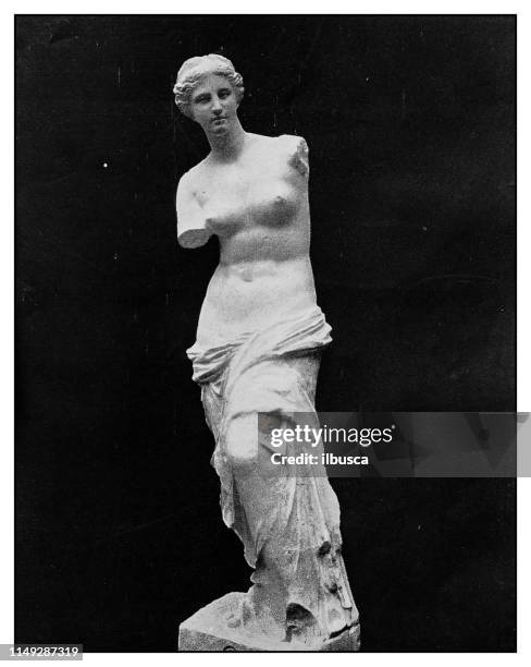 antique photo: venus of milo - venus de milo statue stock illustrations