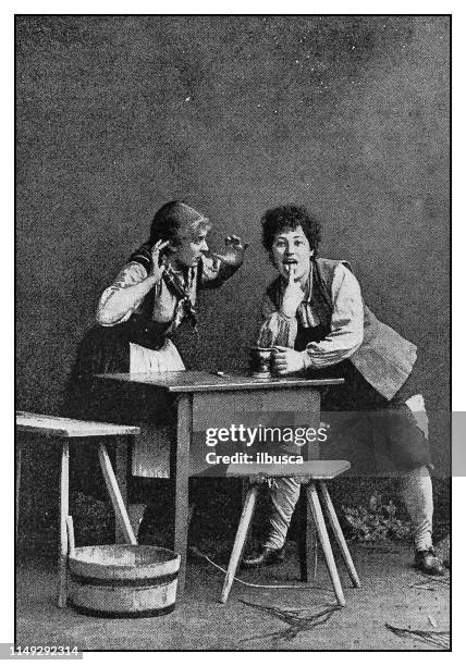 antique photo: hansel and gretel theatre play - hänsel and gretel stock illustrations
