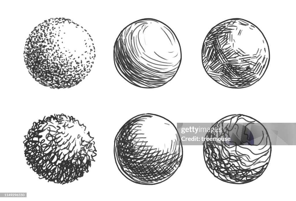 Sphere Color Scale Hand Drawn Shaded Spheres Simple Gray Scale Doodle Sketches Of Circles ...