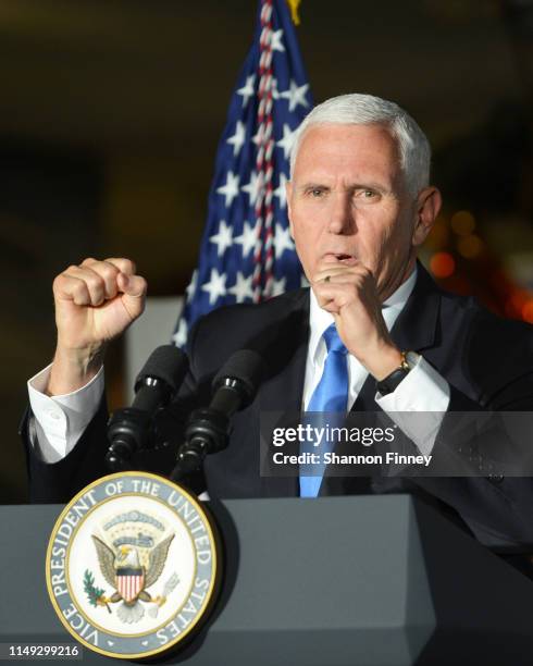 Vice President of the United States Mike Pence delivers remarks at the DC premiere of the film, "Apollo 11: First Steps Edition" at Smithsonian’s...