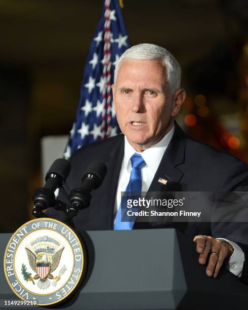 Vice President of the United States Mike Pence delivers remarks at the DC premiere of the film, "Apollo 11: First Steps Edition" at Smithsonian’s...