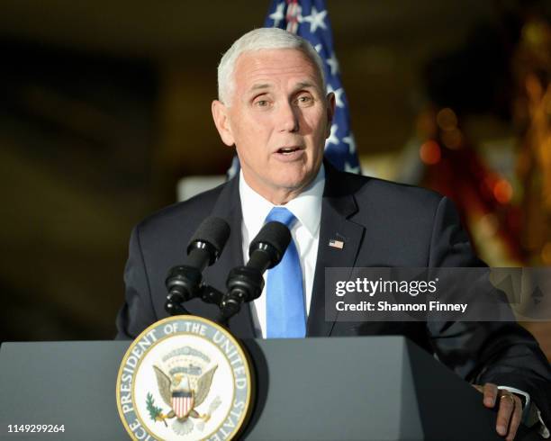 Vice President of the United States Mike Pence delivers remarks at the DC premiere of the film, "Apollo 11: First Steps Edition" at Smithsonian’s...