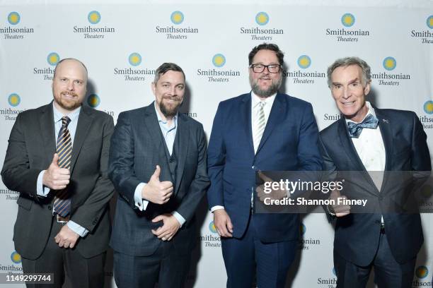 Producer Thomas Peterson, director Todd Douglas Miller, Director of Smithsonian Theaters Zarth Bertsch, and Bill Nye attend the DC premiere of the...