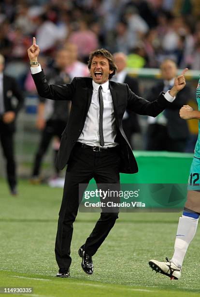 Internazionale Milano head coach Leonardo celebrates after victory in the Tim Cup final during the Tim Cup final between FC Internazionale Milano and...