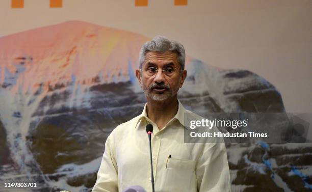 External Affairs Minister S Jaishankar address the first batch of yatris for Kailash Mansarovar Yatra 2019 during the events flag off ceremony on...