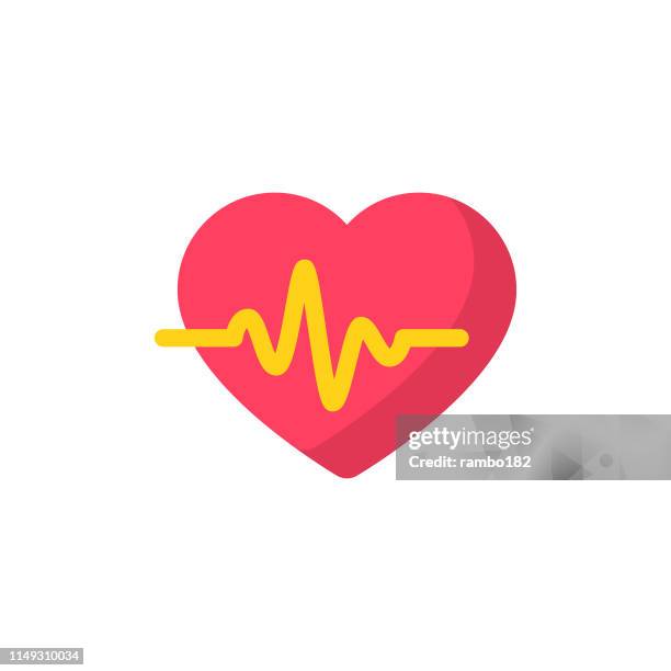 heartbeat flat icon. pixel perfect. für mobile und web. - fitness stock-grafiken, -clipart, -cartoons und -symbole