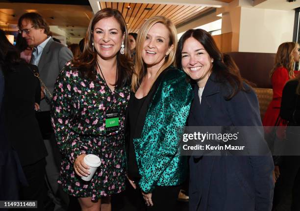 Melissa Chambless, Samantha Bee of TBS’s Full Frontal with Samantha Bee and Marie Moore pose in the WarnerMedia Upfront 2019 green room at Nick and...