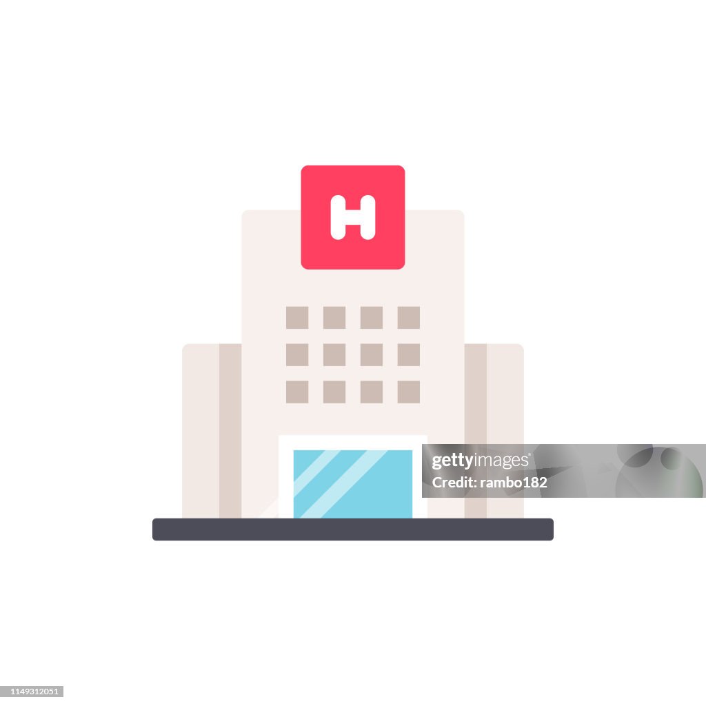 Hospital Flat Icon. Pixel Perfect. For Mobile and Web.