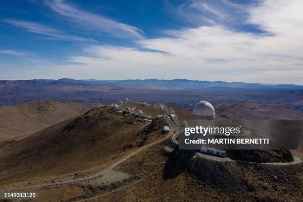 Aerial view of the European Southern Observatory's La Silla facility in La Higuera, Coquimbo Region, about 600 km north of Santiago in the depths of...