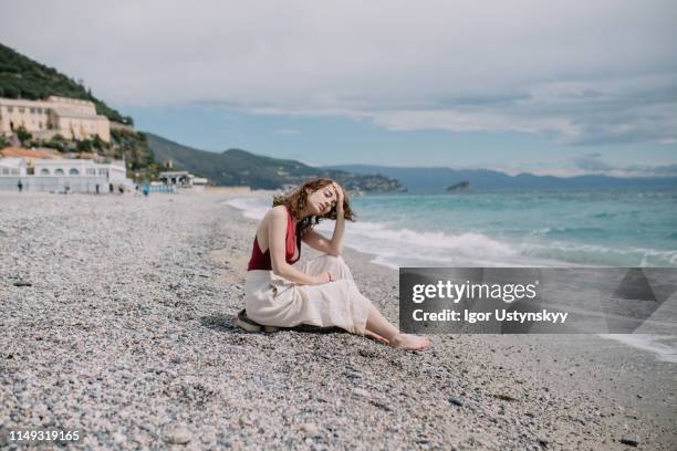 young woman resting in nice, france - hyperthermia stock pictures, royalty-free photos & images