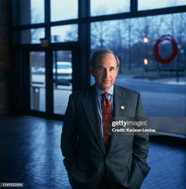President and CEO Richard McGinn poses for a portrait at the headquarters of Lucent Technologies on December 23, 1996 in Murray Hill, New Jersey.