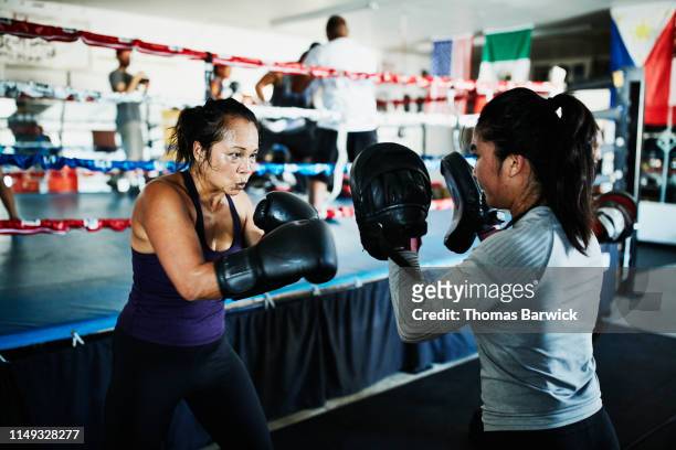 female boxers working out together in boxing gym - filipino boxers stock pictures, royalty-free photos & images