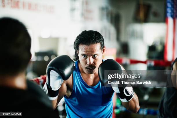 male boxer training in boxing ring in gym - filipino boxers stock pictures, royalty-free photos & images