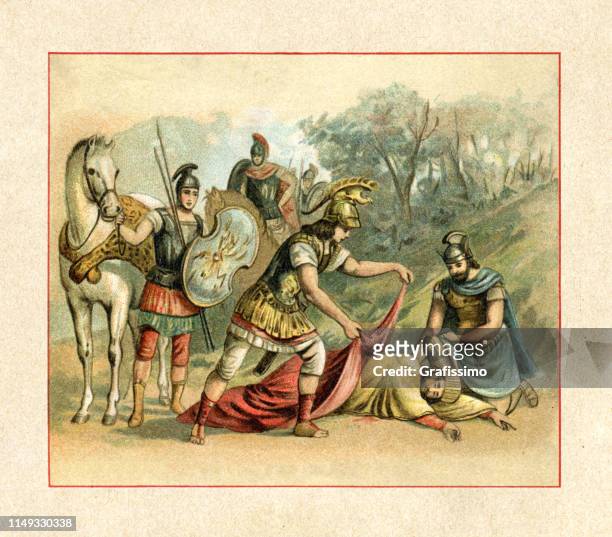 alexander the great reaching darius iii. who was killed by his cousin satrap bessus - darius iii stock illustrations